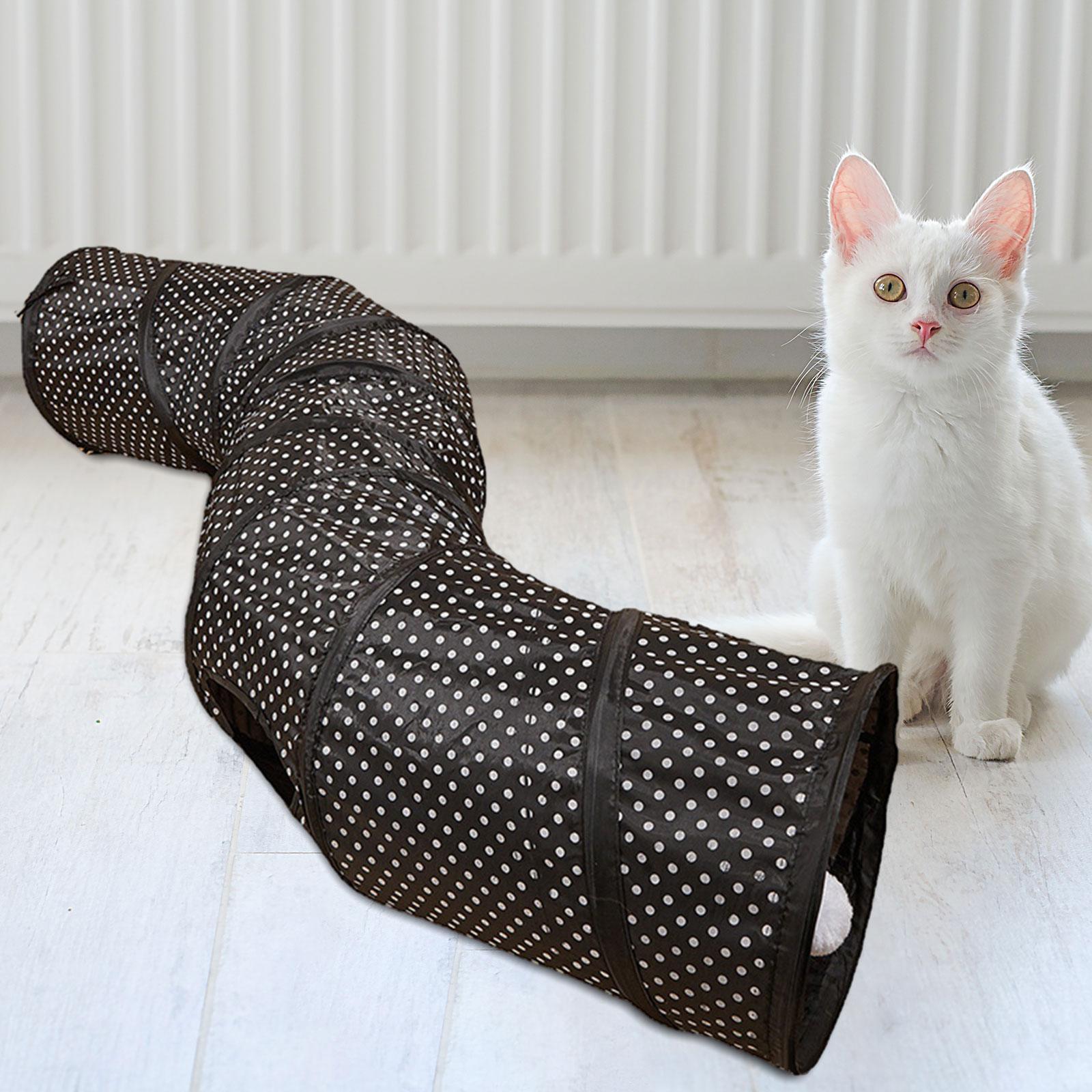 Cat Tunnel with Playing Ball Tent Tunnel Folding Play Tunnels Kitten Foldable Tunnel Cat Toy for Kitten Hamster Indoor Cats