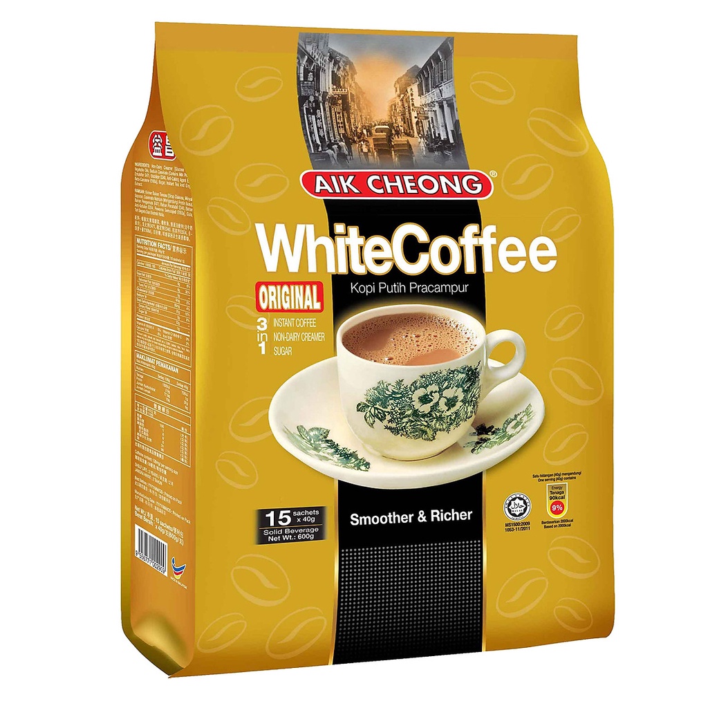 Cà Phê Trắng Truyền Thống 3 Trong 1 Aik Cheong Malaysia - White Coffee (15 Gói x 40g)