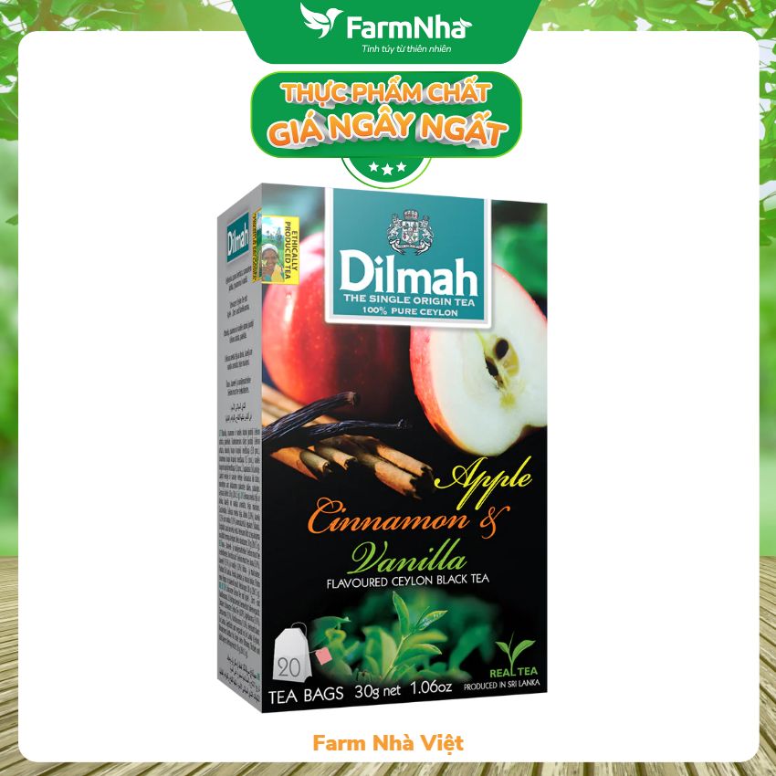 Trà Dilmah Apple Cinnamon &amp; Vanilla Hương Táo Quế &amp; Vanilla 30g 20 túi x 1.5gr - Tinh hoa trà Sri Lanka