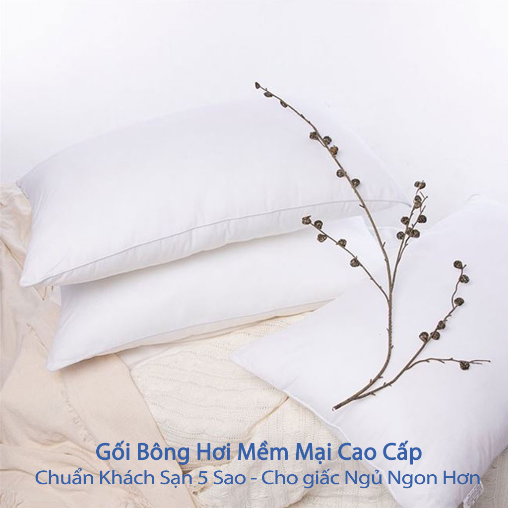 Gối Bông Hơi Cao Cấp Gối Hơi Nằm Ngủ Mềm Mại Kê Chống Mỏi Cổ Ruột Gối Bông Gòn Tư Nhiên Cao Cấp Cho Người Lớn 50x70 và 40x60