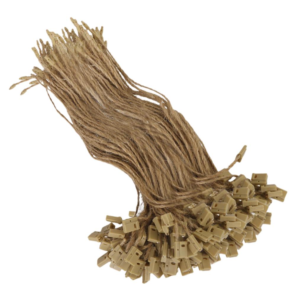 Jute Plastic Price Label Tag Strip Line For Clothes Goods 1000Pcs Brown