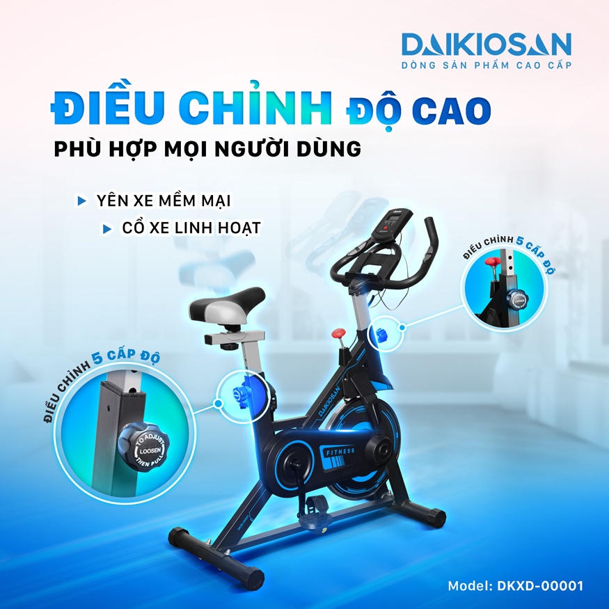 Xe Đạp Thể Dục Daikiosan DKXD-00001 Thiết Kế Nhỏ Gọn, Thẩm Mỹ Cao Tiện Dụng