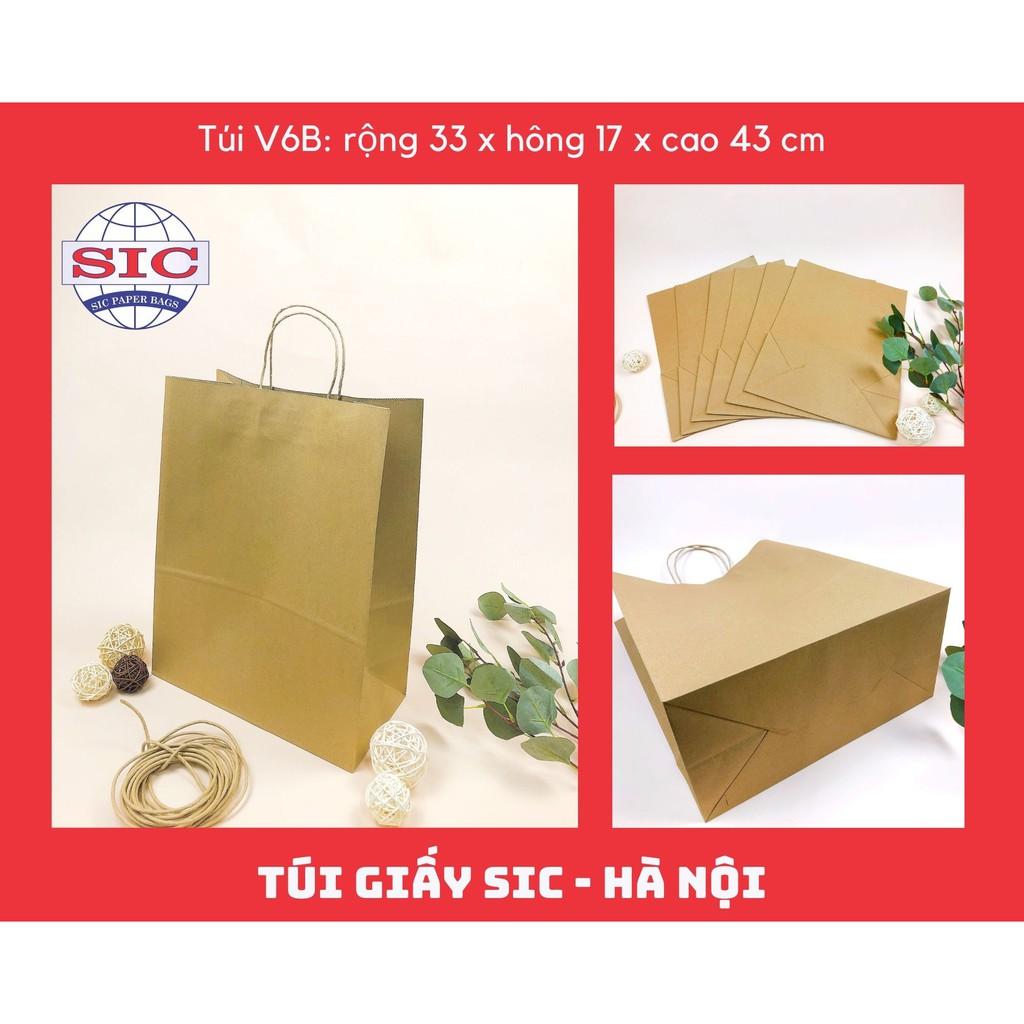 100 CHIẾC TÚI GIẤY KRAFT V6B: 33x17.5x43 cm CÓ QUAI (ẢNH THẬT)