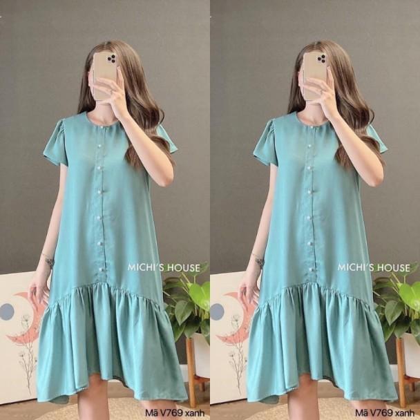 Váy bầu, đầm bầu thời trang thiết kế B66 chất cát hàn freesize từ 45 đến 70kg