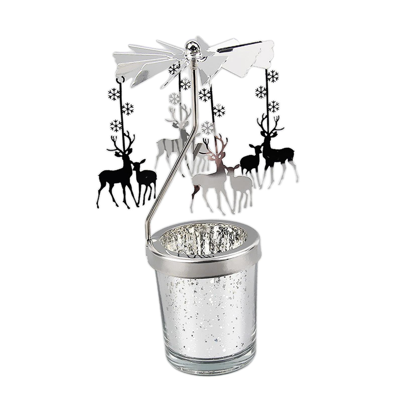 2Pcs Romantic Rotating Candle Holder Tea Light Candle Holder for Table