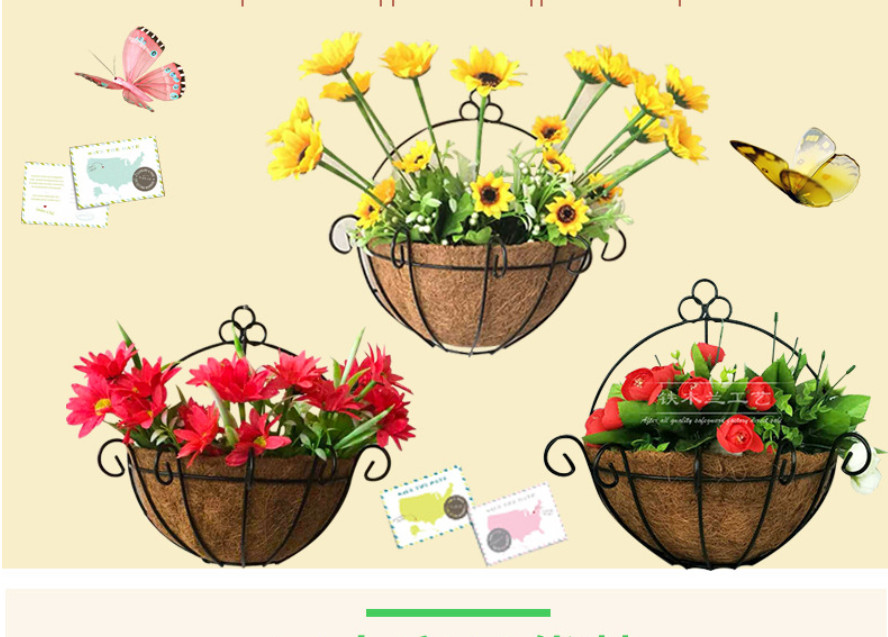 Chậu xơ dừa khung sắt đính tường trồng hoa cây cảnh khung sắt 25 cm đẹp mắt