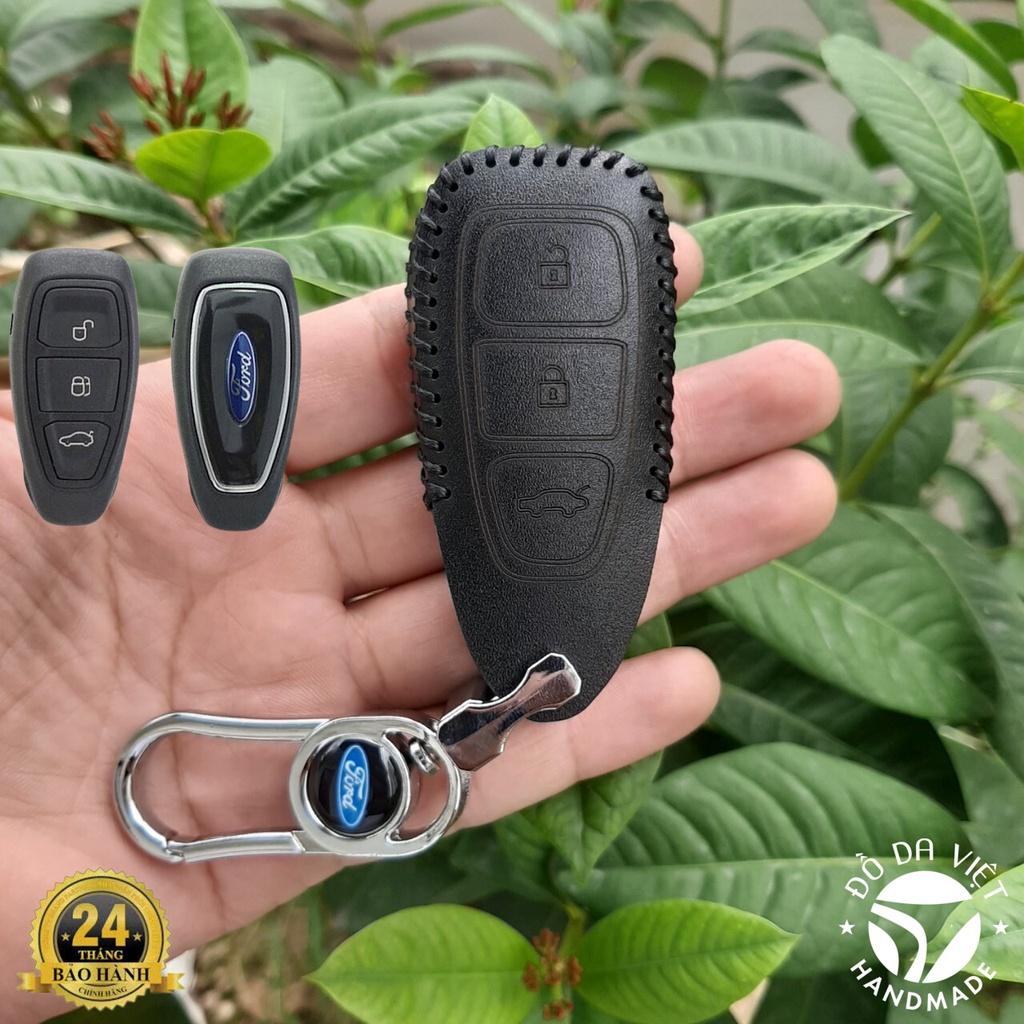 Bao Da Chìa Khóa FORD Ecosport, Fiesta, Focus. Da Bò Nhập Khẩu ITALIA, Khắc Tên + Số ĐT Chủ Xe