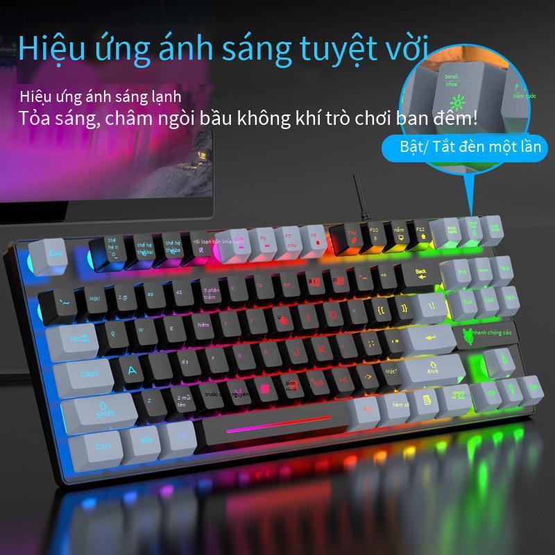 Ưu đãi đặc biệt Hyun Silver Fox K10 Bàn phím điều khiển trò chơi thể thao điện tử 87 phím USB có dây đèn nền cầu vồng đôi bàn phím phù hợp với màu sắc