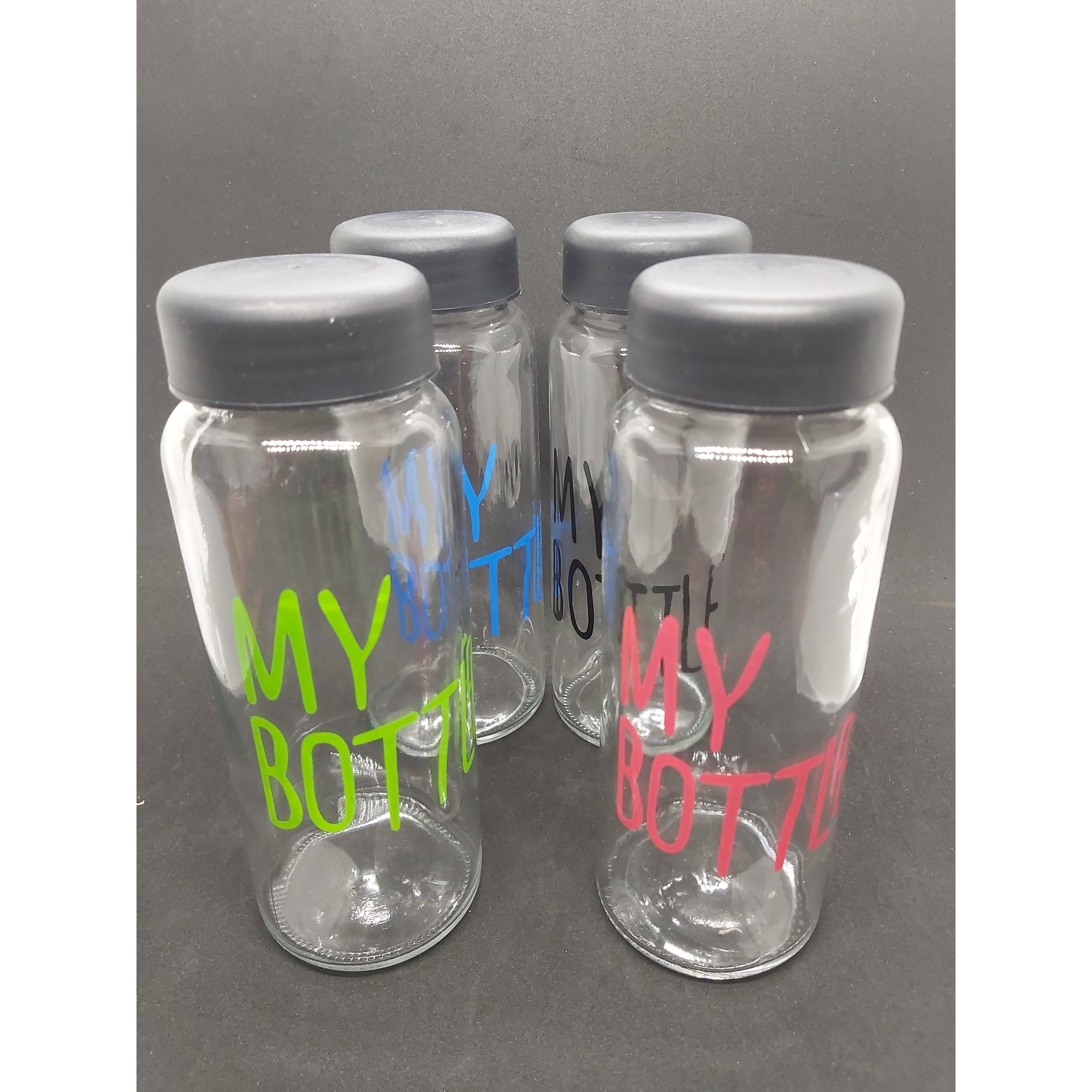Combo 4 Chai Thủy Tinh đựng nước MY BOTTLE 500ML - Nắp nhựa đen