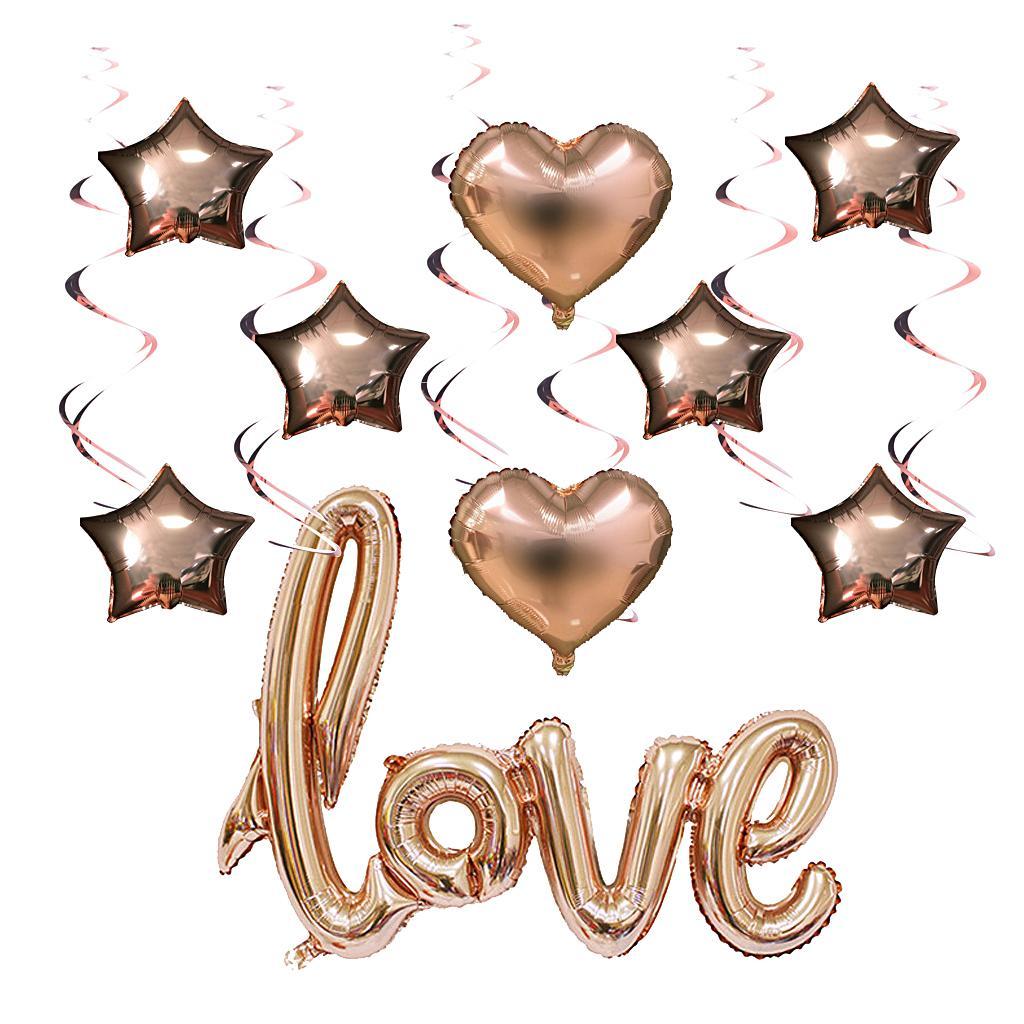 Pack of 15 Love Heart Foil Balloon Star Balloon Mylar Balloons Party Supply