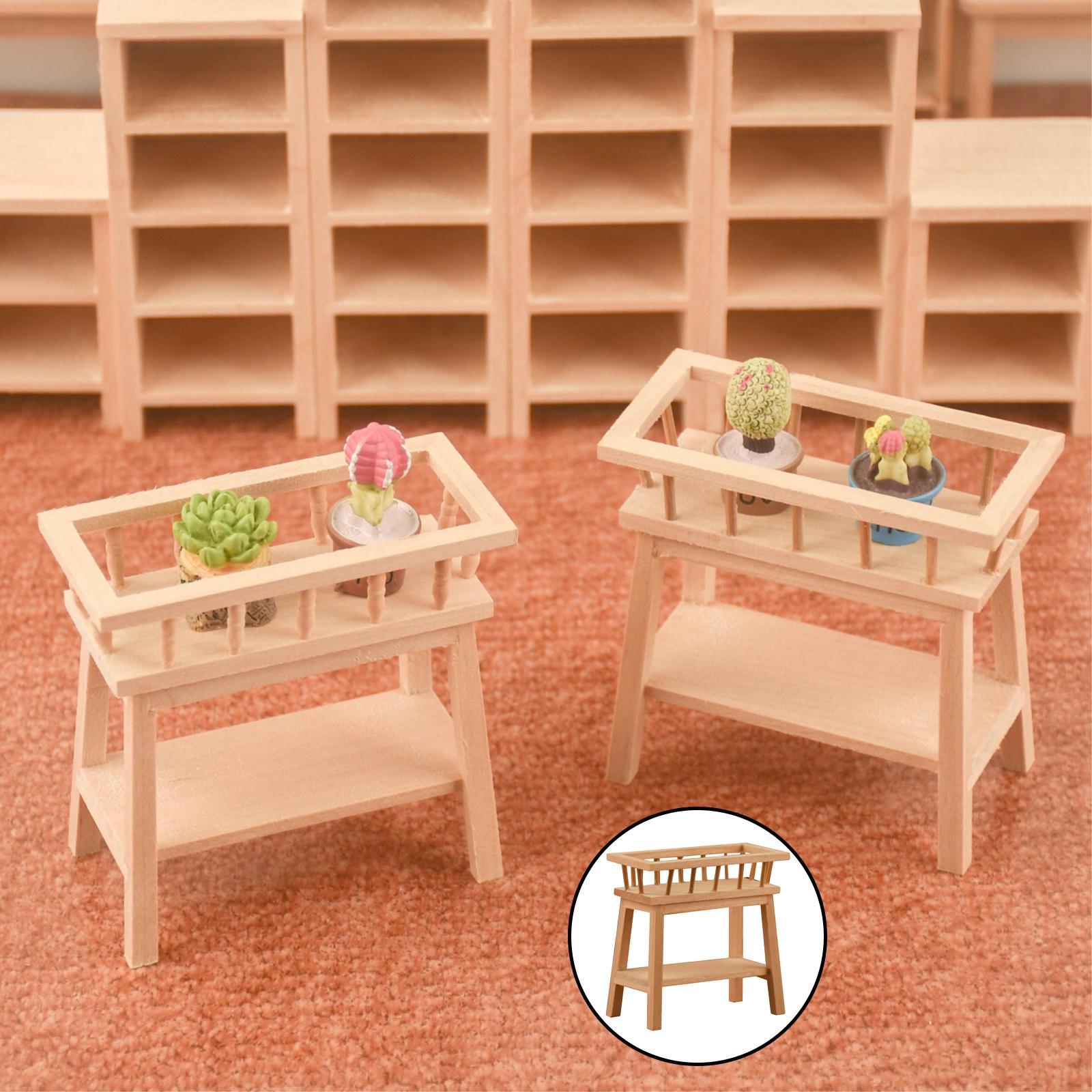 Wooden 1:12 Dollhouse Furniture Flower Stand Model Dining Decor