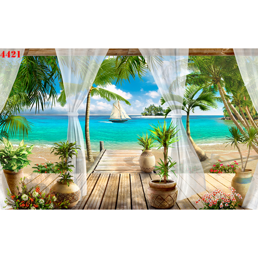 Tranh Dán Tường 3D Biển Đại Dương - Có Sẵn Keo - TBDD047