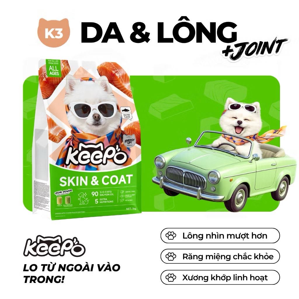 Thức Ăn Cho Chó Mọi Lứa Tuổi Keepo Túi 1Kg – Hạt Cho Chó Mix Thịt Sấy Đông Khô Freeze-Dried