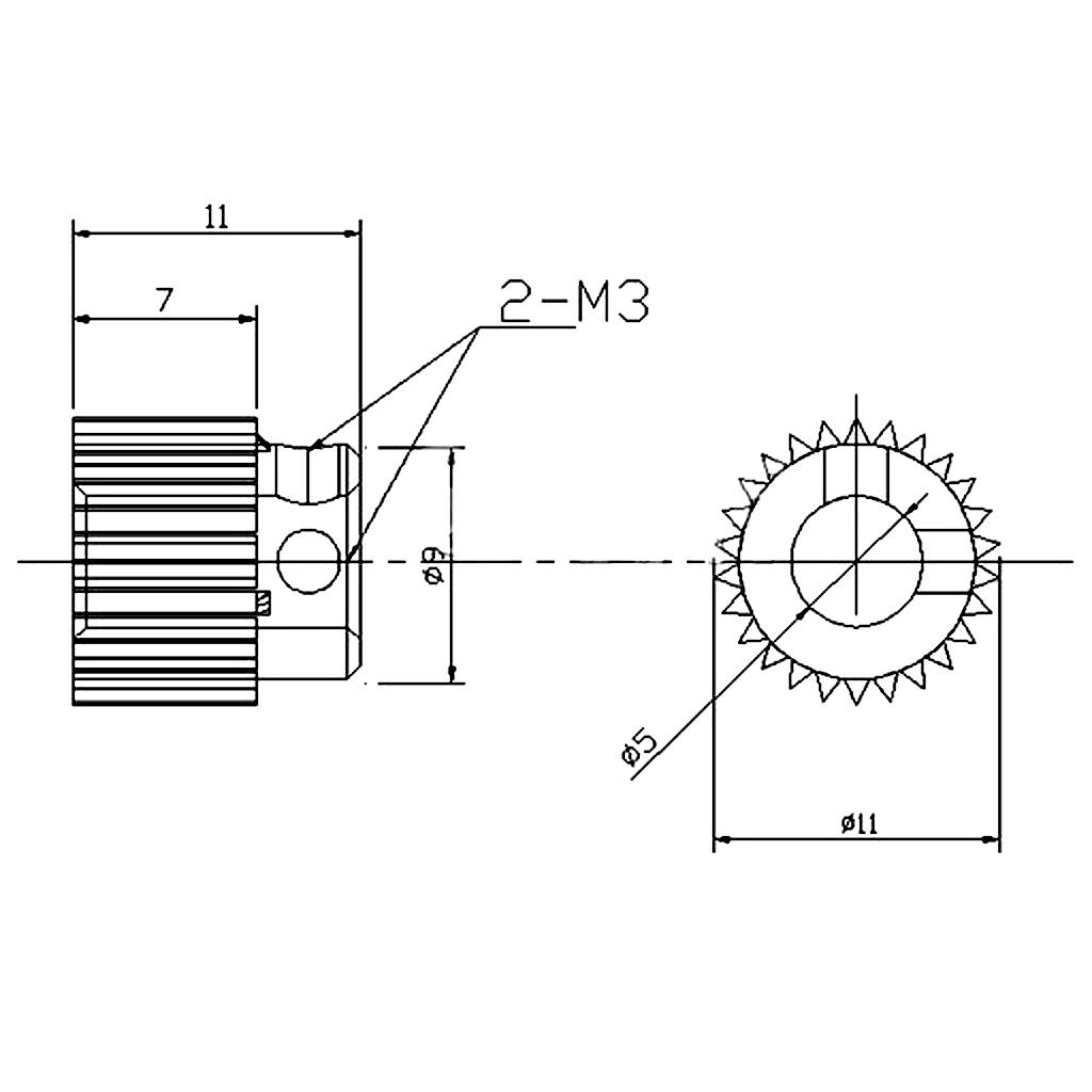 MK8 Extruder Drive Gear 26 Teeth 11mm x 11mm for 3D Printer Makerbot