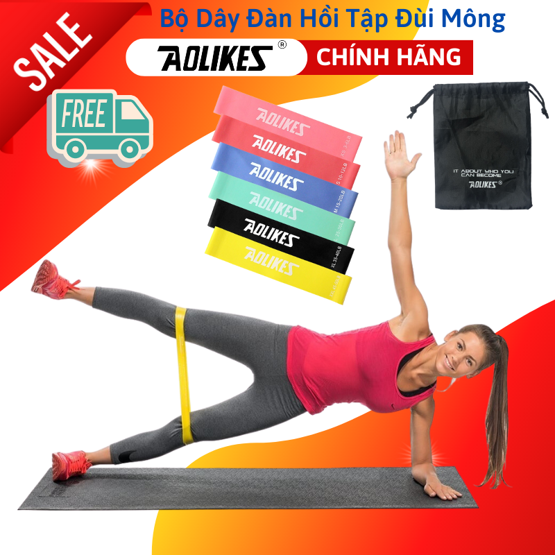 Bộ 6 Dây Đàn Hồi Kháng Lực Tập Mông Miniband Aolikes, tập gym cao câp 3601 AL3601 - Chính Hãng