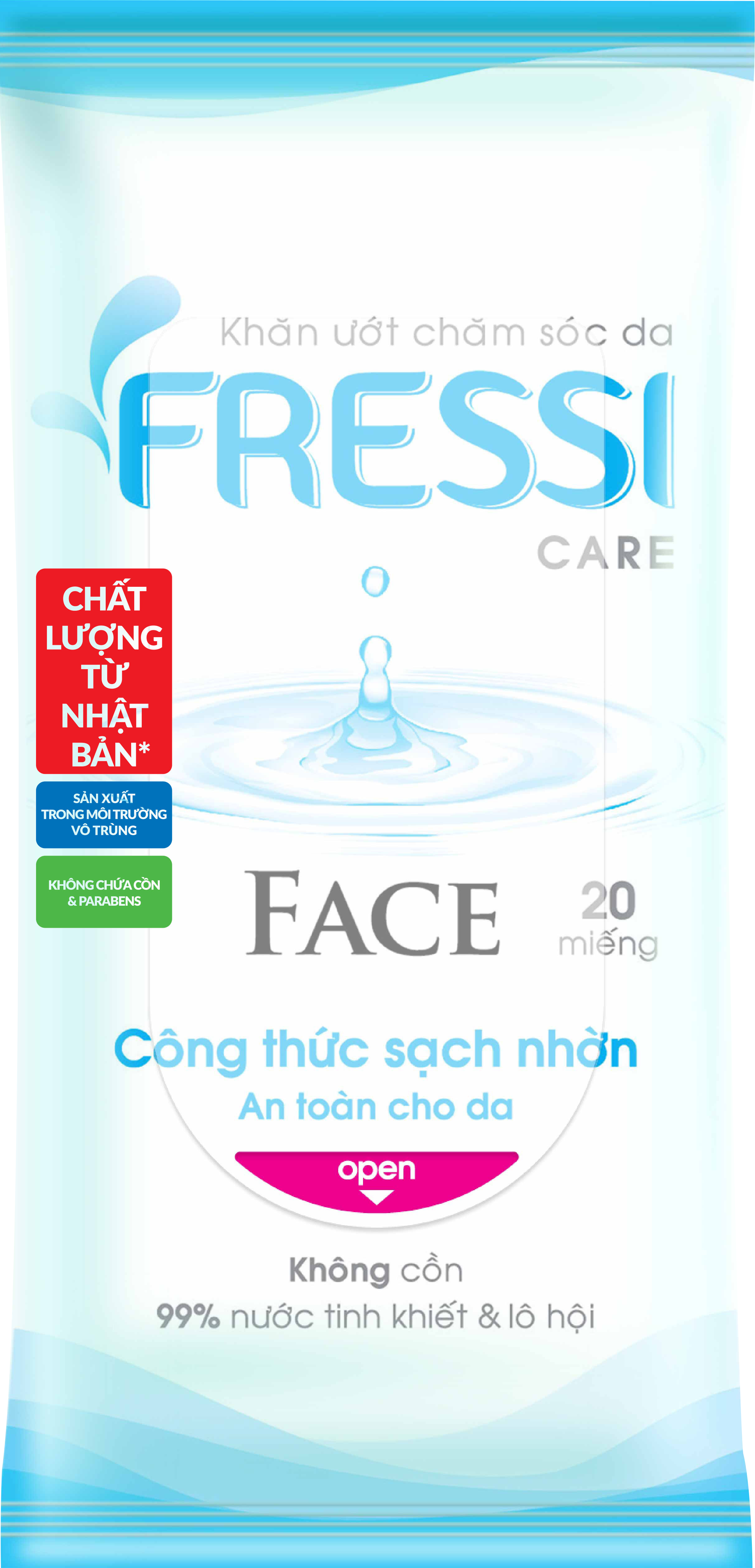 Combo 10 Gói Khăn Ướt Chăm Sóc Da Fressi Care Face Gói 20 Miếng/Gói