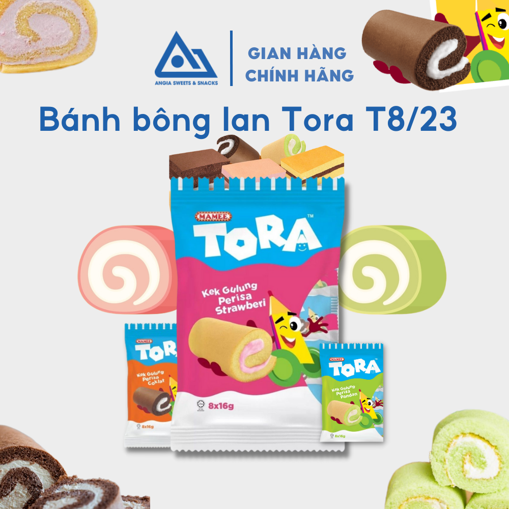 Bánh bông lan cuộn ăn vặt dâu, socola, lá dứa Tora 128 g An Gia Sweets &amp; Snacks