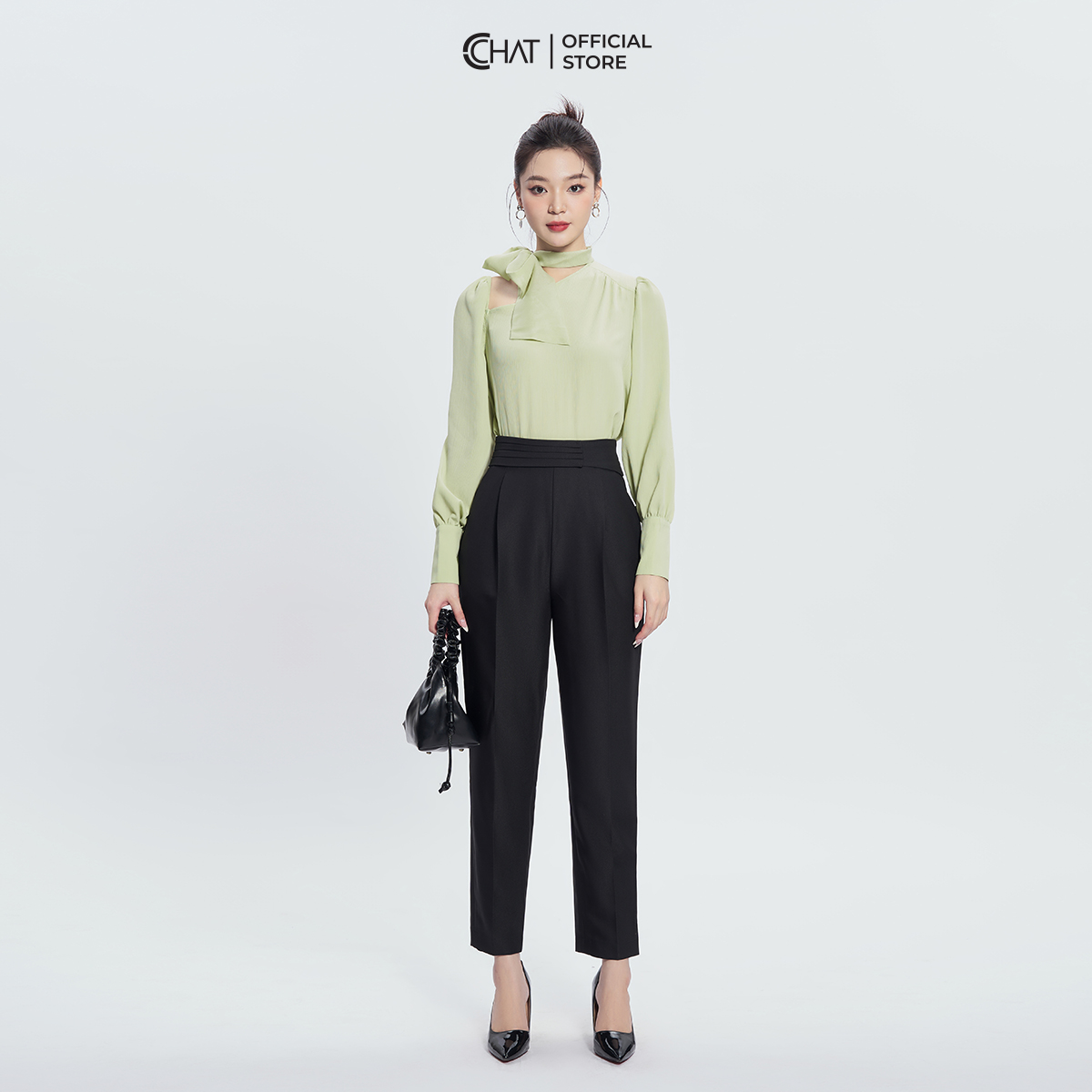 Quần Baggy Nữ Bấu Ly Cạp Trước Chất Tuytsi Cao Cấp 13QDS2006BT
