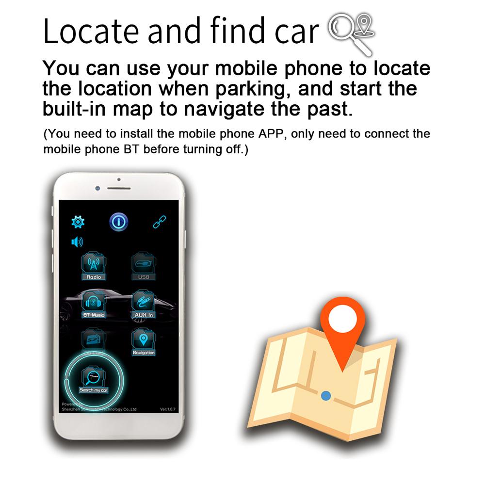 Car MP3 Player BT Stereo Receiver FM Radio Hands-Free Calling U-Disk/TF Card/Aux-in Player Support APP to Find Car 2.1A Quick Charge with Remote Controller