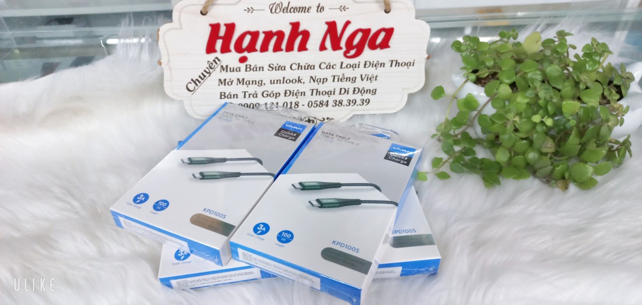 Cáp Sạc Nhanh VIVAN KPD100S Type-C to Type-C 100cm Chuẩn Sạc Nhanh-hàng chính hãng