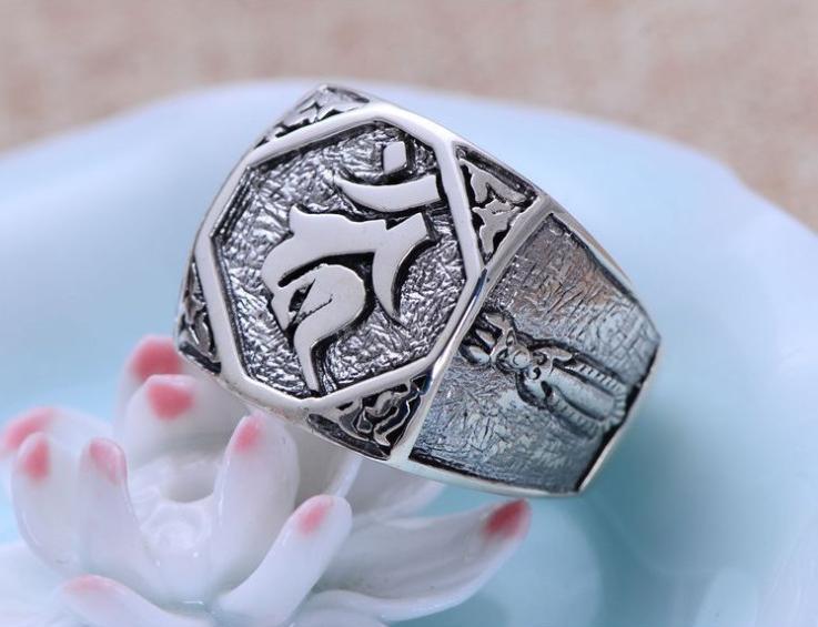 Nhẫn nam bạc thái 925  khắc chữ phúc
