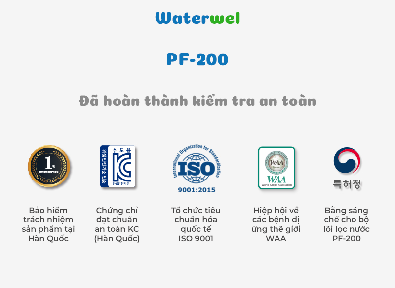 Vòi lọc nước Waterwel PF-200 Hàn Quốc dùng cho bồn rửa chén, bồn rửa mặt - Loại bỏ tạp chất, vi khuẩn, clo dư, rỉ sét - Đã bao gồm 3 lõi lọc - Tăng áp lực nước - Hàng nhập khẩu