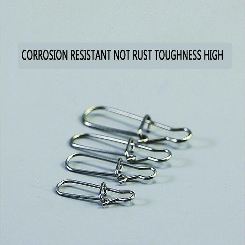 100pcs 000-6# Fishing Nice Hooked Snap Pin Fast Clip 304 Stainless Steel Fishing Barrel Swivel Lure Connector Accessories