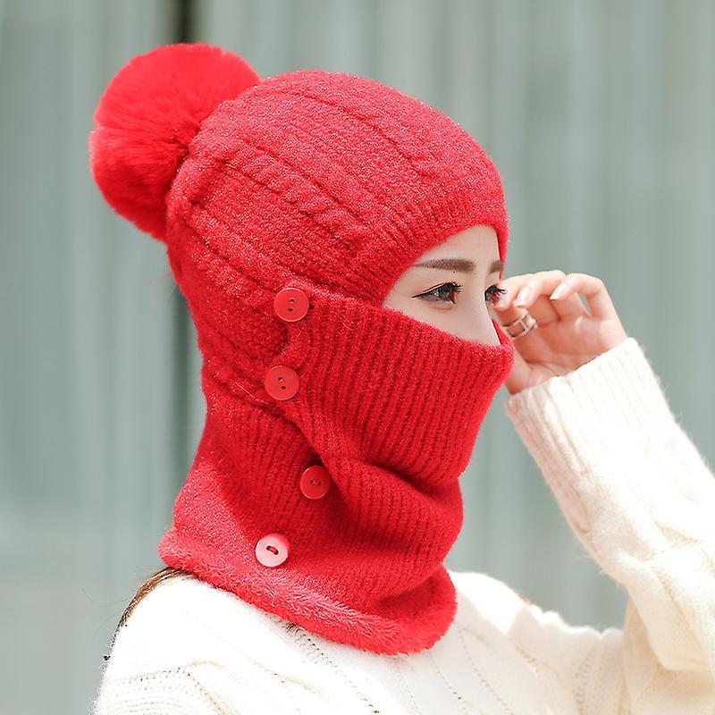 Mũ cổ nóng mùa đông nóng đặt trong mũ dệt kim đàn hồi với lớp lót dày trong lớp lót lông cừu