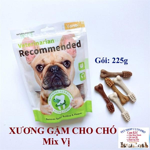 XƯƠNG GẶM CHO CHÓ THÚ CƯNG Yaho Veterinarian Recommended Mix vị Gói 225g Giúp sạch răng Thơm miệng Loại bỏ mảng bám