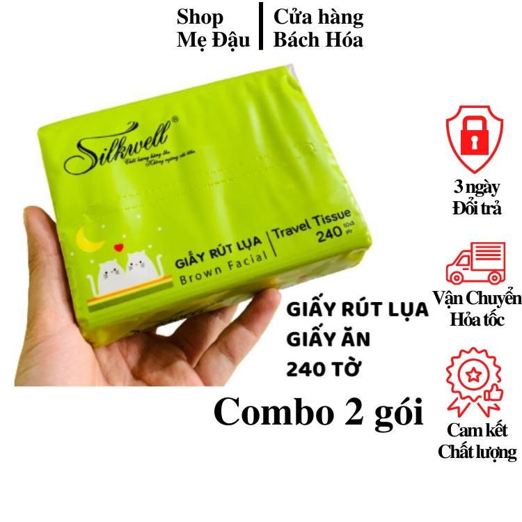 SALE Combo 2 gói khăn giấy bỏ túi 240 tờ Silkwell tiện lợi (hàng 3 lớp) (Siêu HOT)