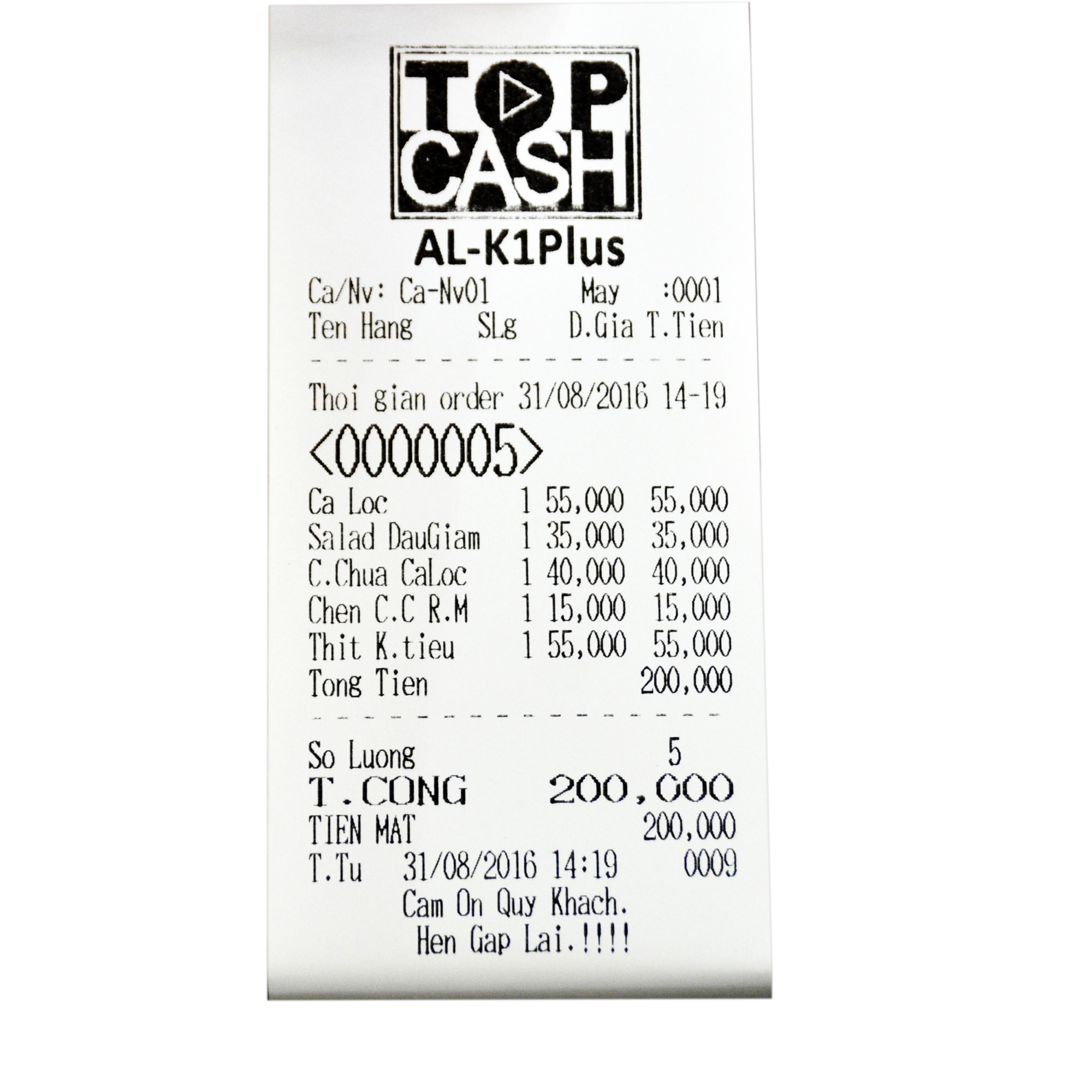 10 cuộn giấy in nhiệt, in bill, in hóa đơn TOPCASH K80mm phi 45mm dùng cho máy in nhiệt in hóa đơn, máy tính tiền. Hàng chính hãng