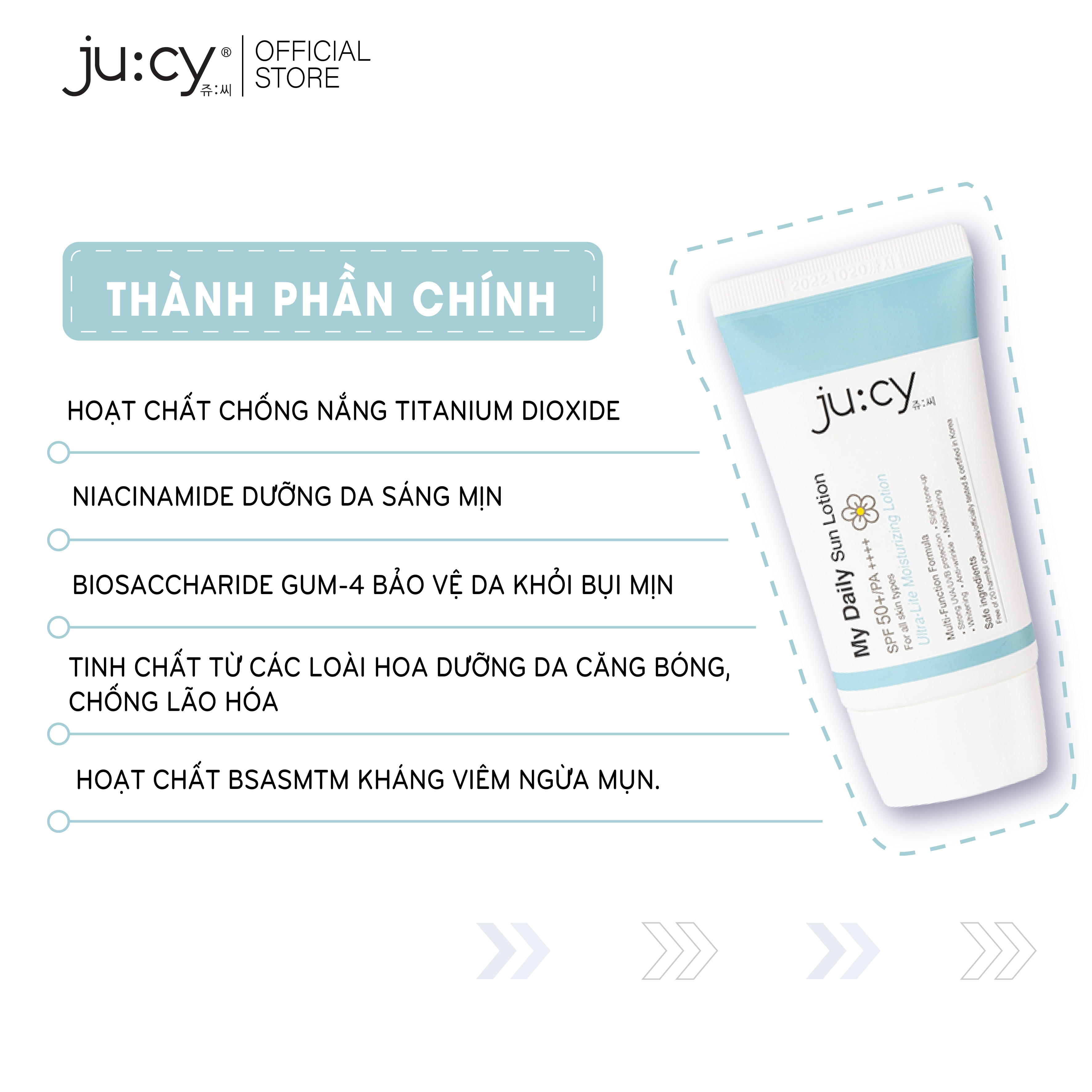 KEM CHỐNG NẮNG HÀN QUỐC JU:CY MY DAILY SUN LOTION DÙNG SAU PHI KIM, LĂN KIM