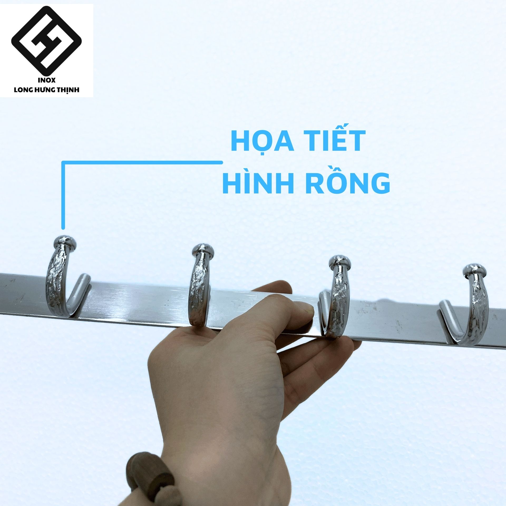 Móc treo quần áo INOX giá treo quần áo gắn tường INOX họa tiết rồng, kèm bộ ốc vít, móc treo đồ gắn tường INOX phòng tắm, phòng ngủ