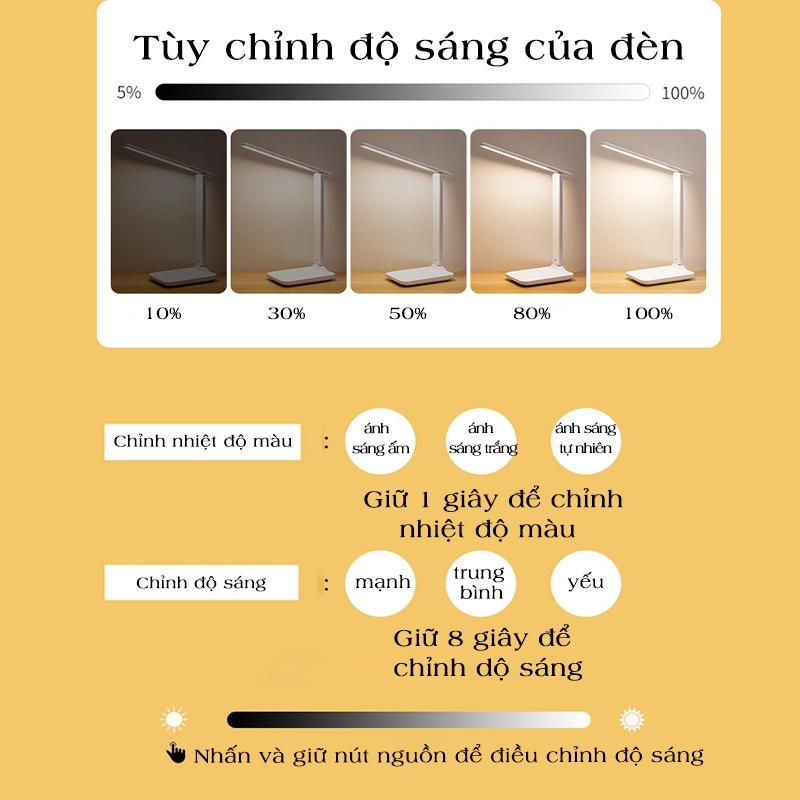 Đèn học chống cận, đèn học để bàn học sinh gấp gọn, 3 chế độ màu có thể tăng giảm độ sáng