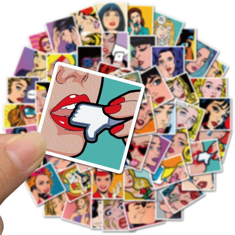 Sticker pin up girl retro hoạt hình cute trang trí mũ bảo hiểm,guitar,ukulele,điện thoại,sổ tay,laptop-mẫu S45