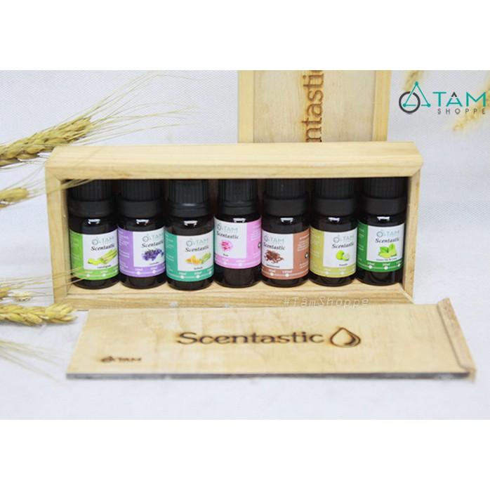 Set Hộp gỗ gồm 7 chai tinh dầu thiên nhiên Scentastic 10ml