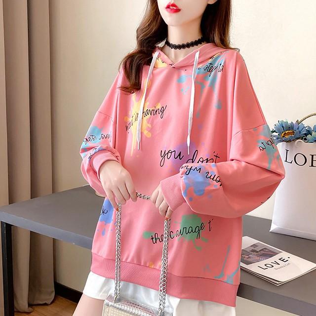Hoodie Nữ Thu Đông Có Mũ Dáng Dài Họa Tiết ĐỘC LẠ TRENDY 2021 ULZZANG STYLE