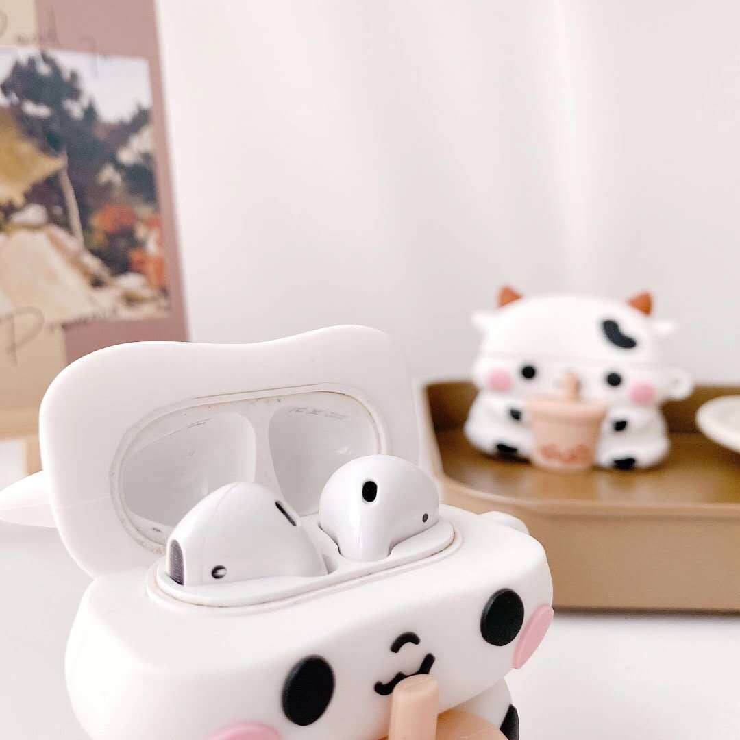 Vỏ bảo vệ bao đựng tai nghe case dành cho airpods 1, 2 chống va đập - Case Bò sữa