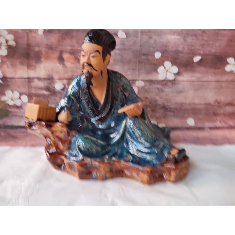 Tượng Khổng Minh men hỏa biến cỡ lớn 48 cm, gốm sứ Bát Tràng