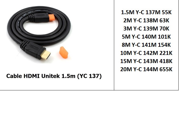 Cáp Cable HDMI Unitek 1.5m (YC 137)