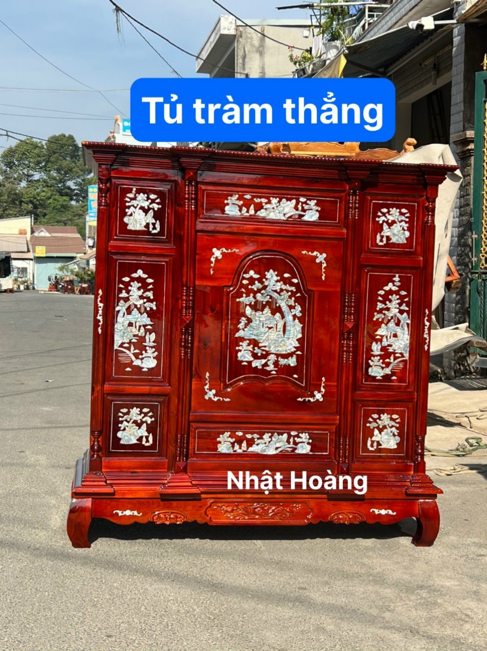 Tủ Thờ Gỗ Tràm thẳng ,Tủ thờ gia tiên gỗ tràm bông 1m27