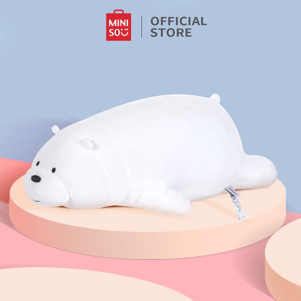 Thú bông Miniso x  We Bare Bears Ice Bear tư thế nằm sấp đáng yêu