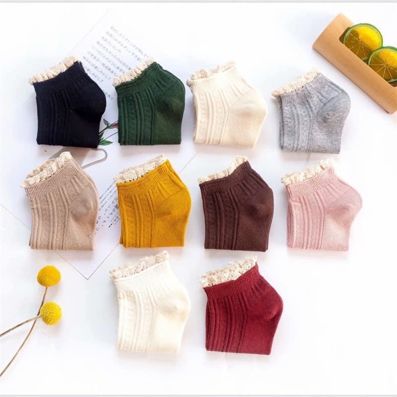 Set 10 Đôi Tất, vớ nhún cổ bèo nữ cao cổ phong cách Hàn Quốc,cao cấp, chất liệu cotton, có nhiều màu