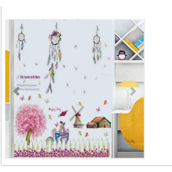 BỘ COMBO DECAL GHÉP ĐÔI TRANG TRÍ - Dreamcatcher kết hợp Vườn Hạnh Phúc
