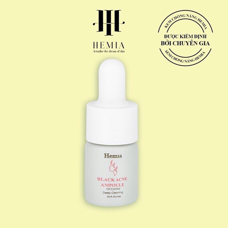 Detox Mụn 24H Hemia Black Acne Ampoule Giúp Da Hết Mụn-Giảm Thâm-Căng Bóng-Se Khít Lỗ Chân Lông-Made In Korea