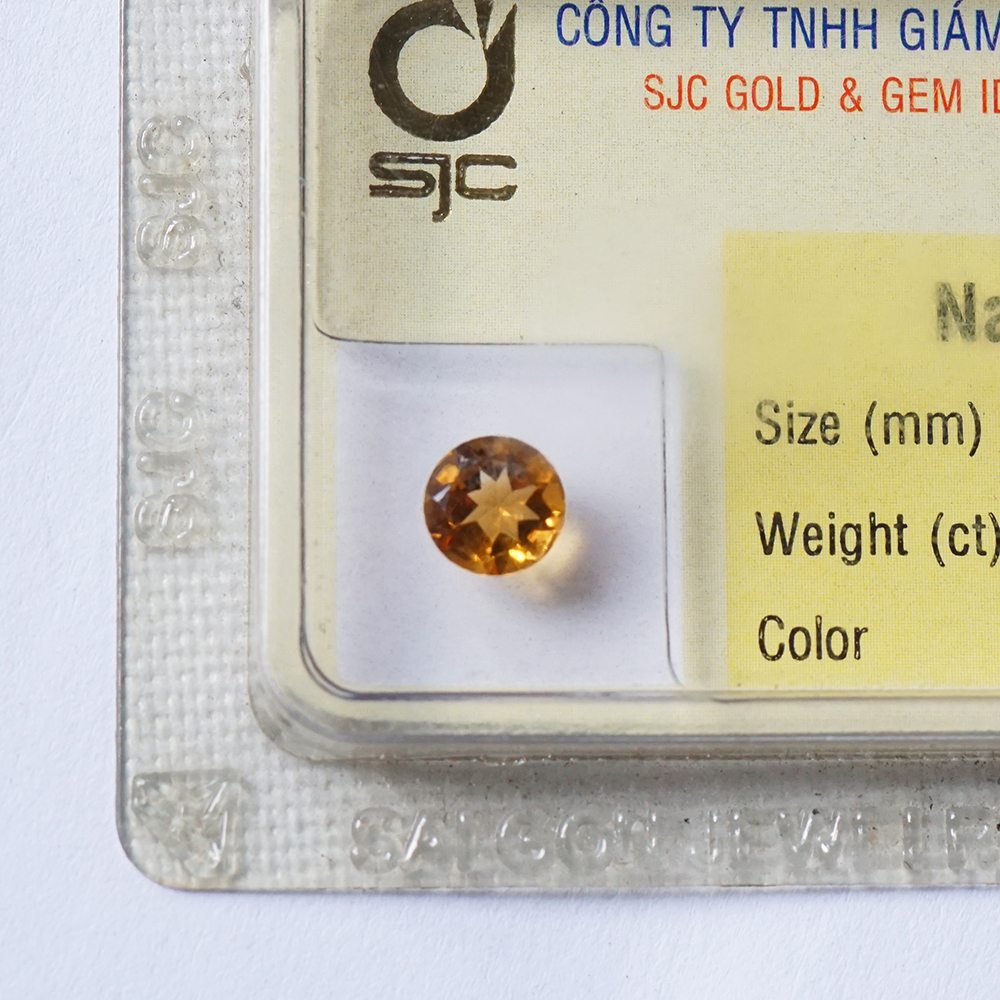 Mặt đá thạch anh vàng citrine kiểm định tự nhiên mài giác tròn