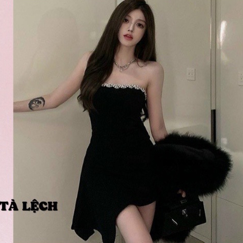 Đầm suông tà lệch