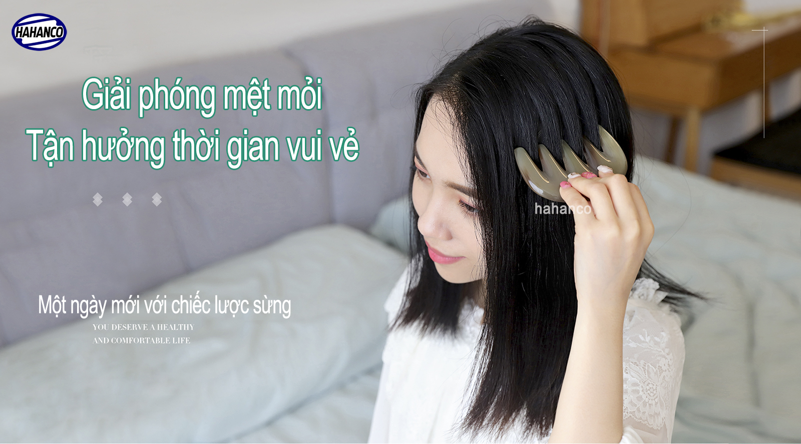 Lược sừng 5 răng Đa Năng Chuyên dụng Massage đầu, cổ, vai, gáy (Size: S - 9cm) Mát xa làm đẹp da /thư giãn /giúp lưu thông máu - COH143