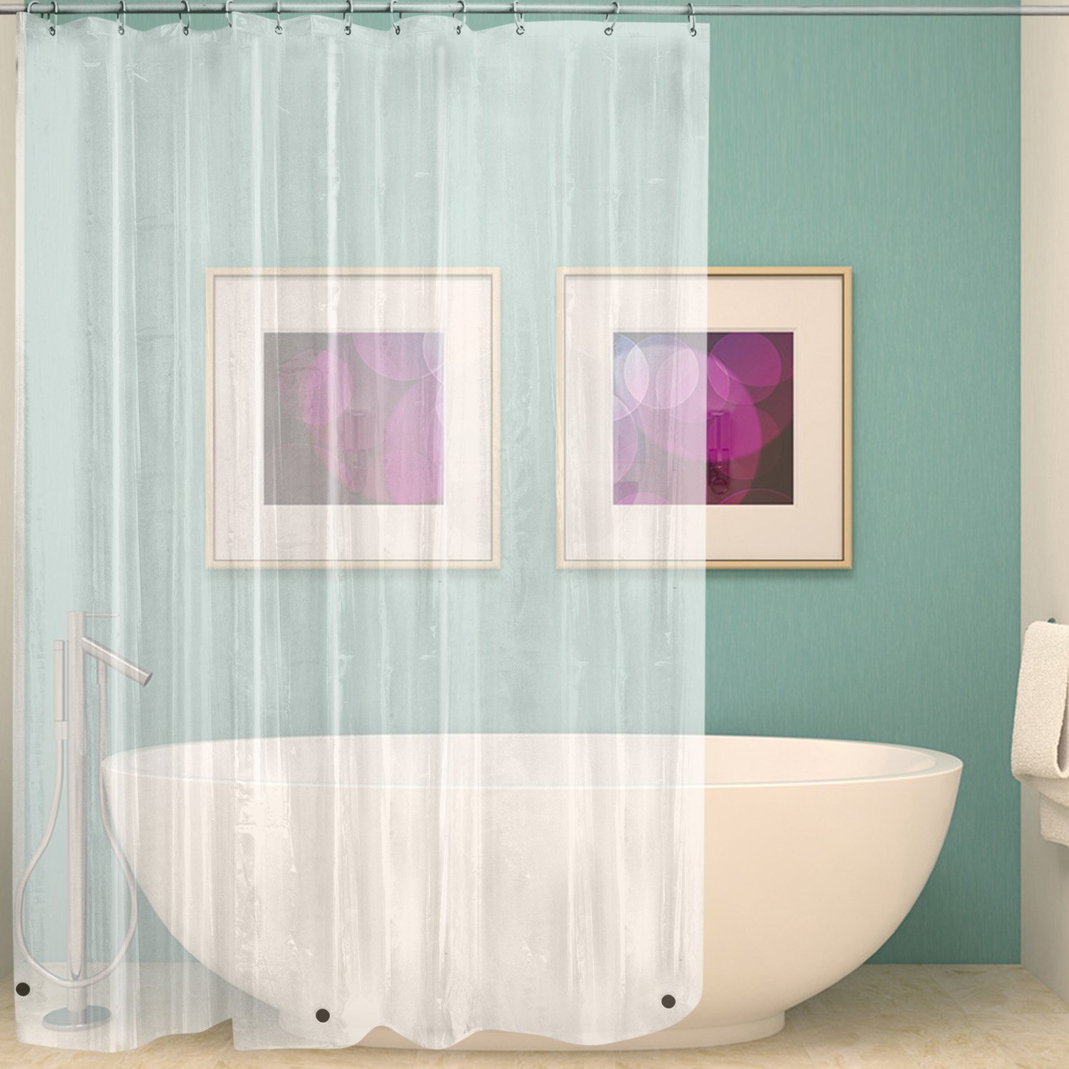 Rèm phòng tắm chống nước 1.8m*1.8m có sẵn móc Trong Suốt Mới