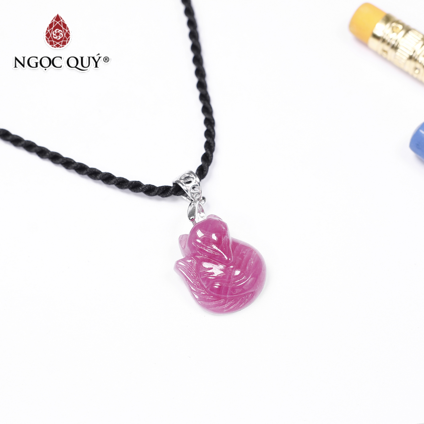 Mặt dây chuyền hồ ly đá ruby 16.9x14.2mm mệnh hỏa, thổ - Ngọc Quý Gemstones